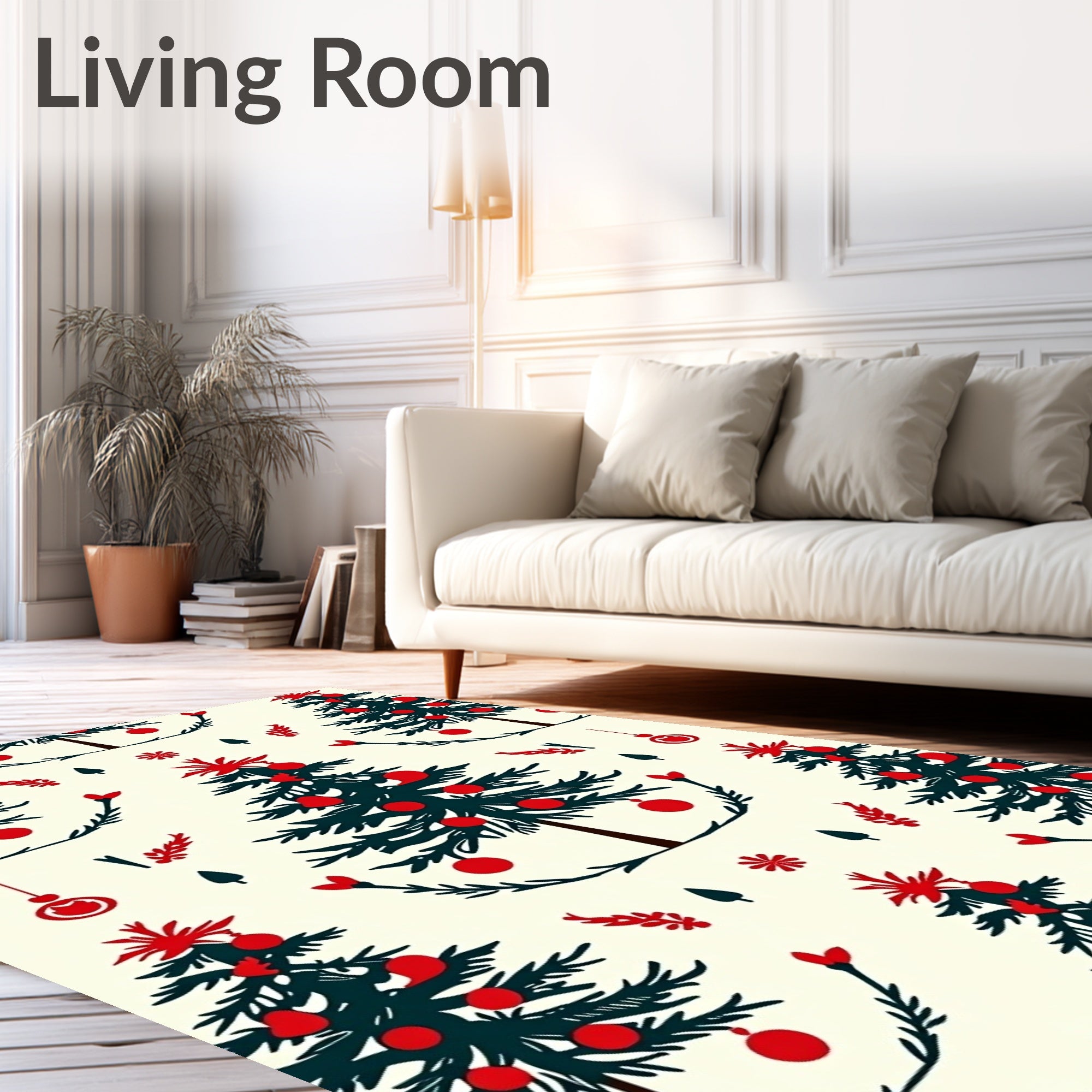 Festive Red Decorated Christmas Trees Rug