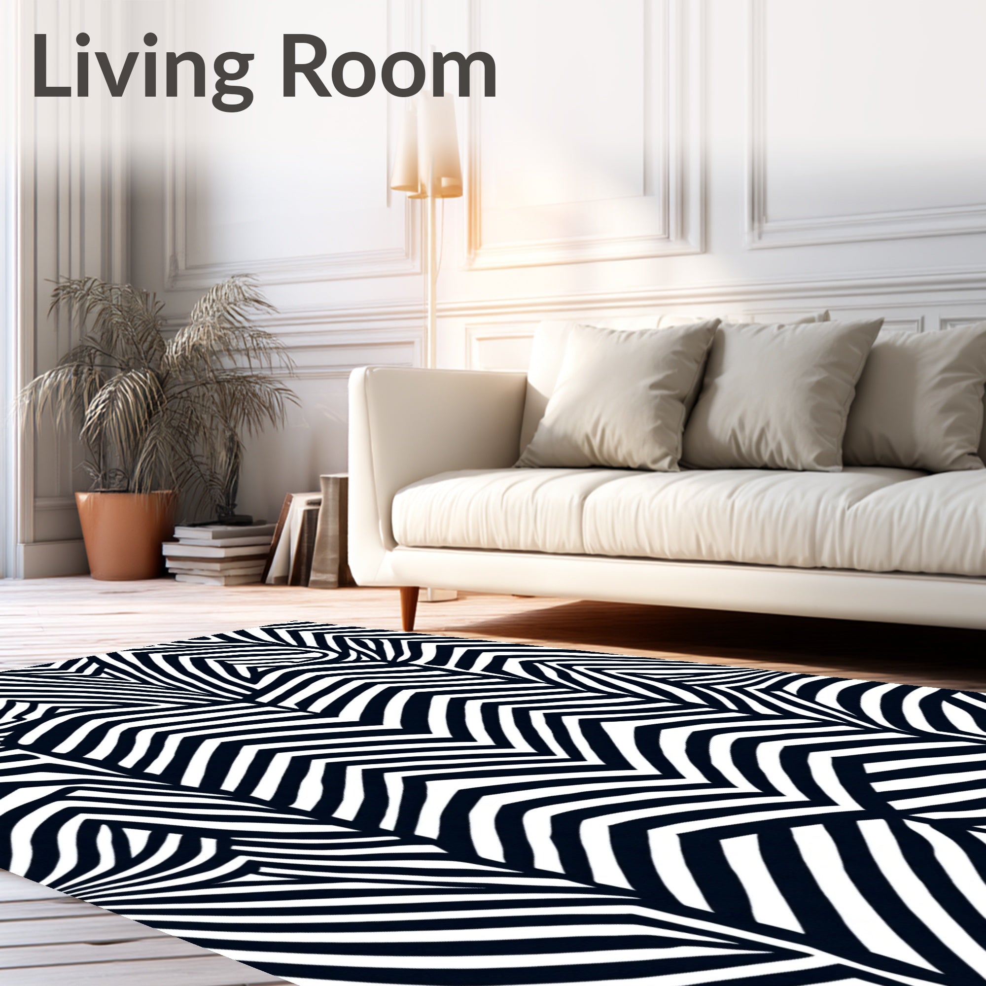 Bold Black White Zebra Stripe Rug