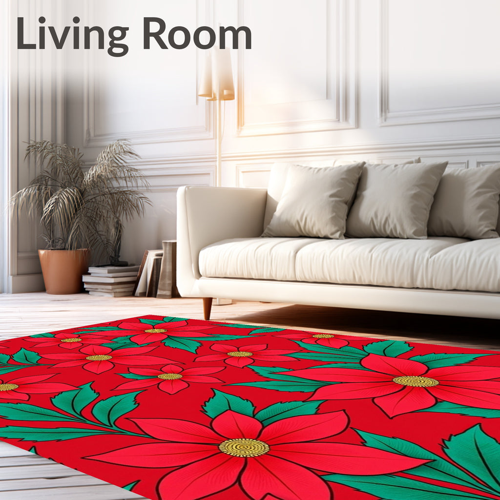 Vibrant Red Floral Garden Rug