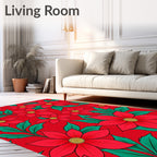 Vibrant Red Floral Garden Rug
