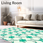 Emerald Green Floral Lattice Rug