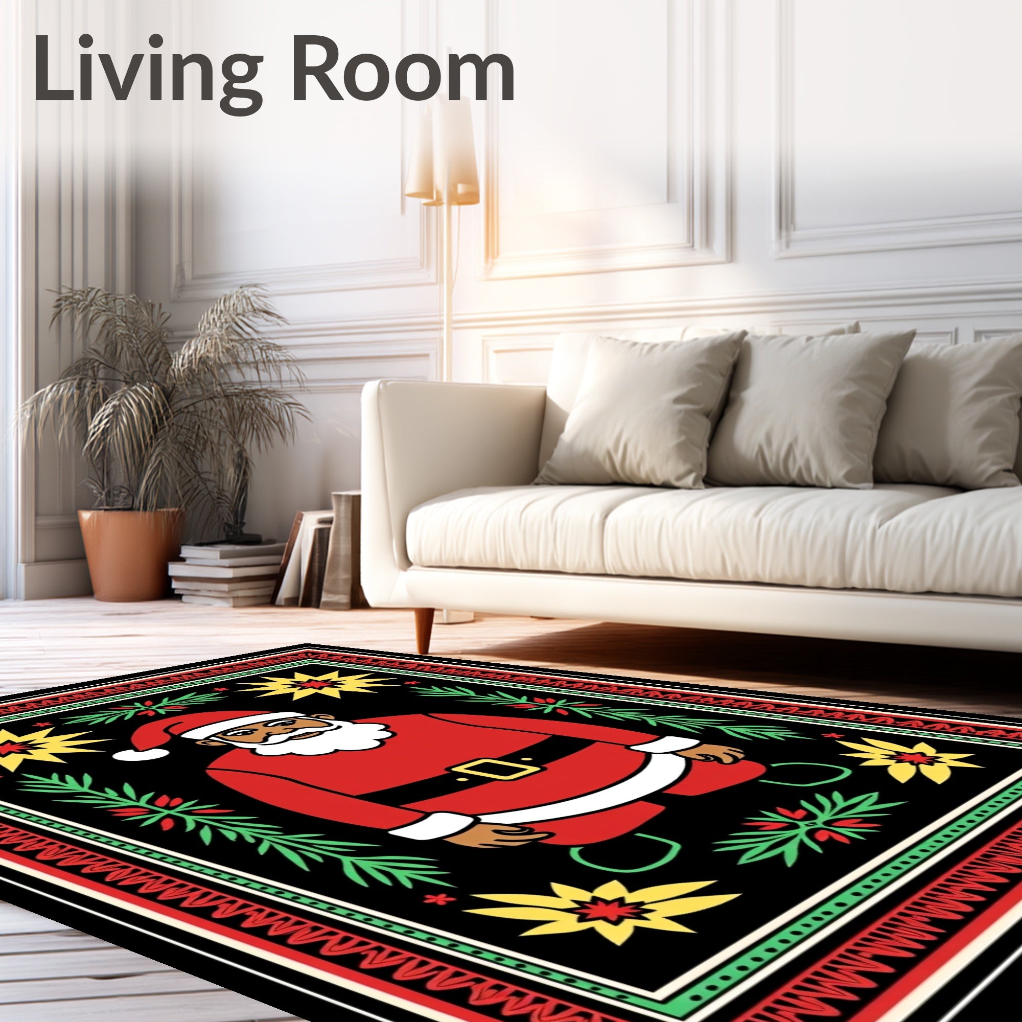 Whimsical Santa Claus Festive Folk Rug