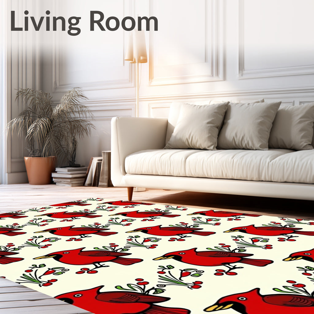 Crimson Cardinal Branch Repeat Rug