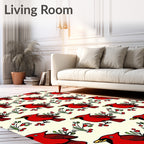 Crimson Cardinal Branch Repeat Rug