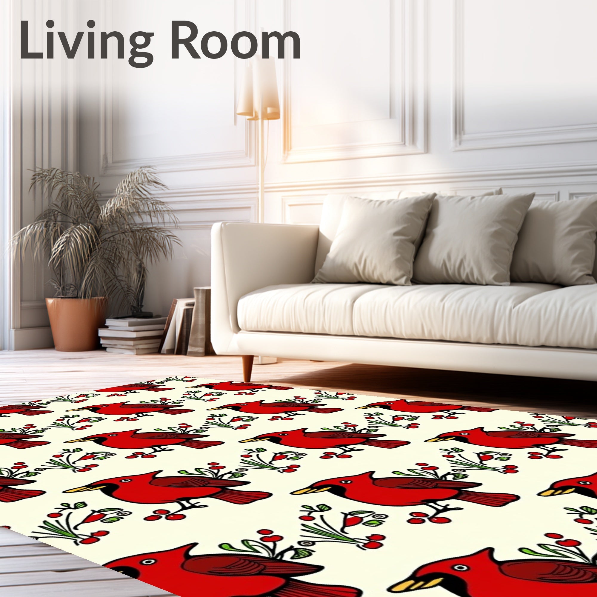 Crimson Cardinal Branch Repeat Rug
