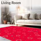 Red White Blue Star Festive Field Rug