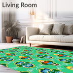Whimsical Girl Green Medallion Rug
