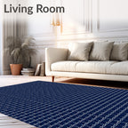 Deep Blue Geometric Interlocking Squares Rug