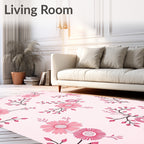 Sweet Pink Daisy Botanical Sprig Rug