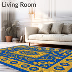 Royal Blue and Gold Floral Medallion Rug