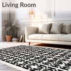 Black and White Geometric Lattice Rug
