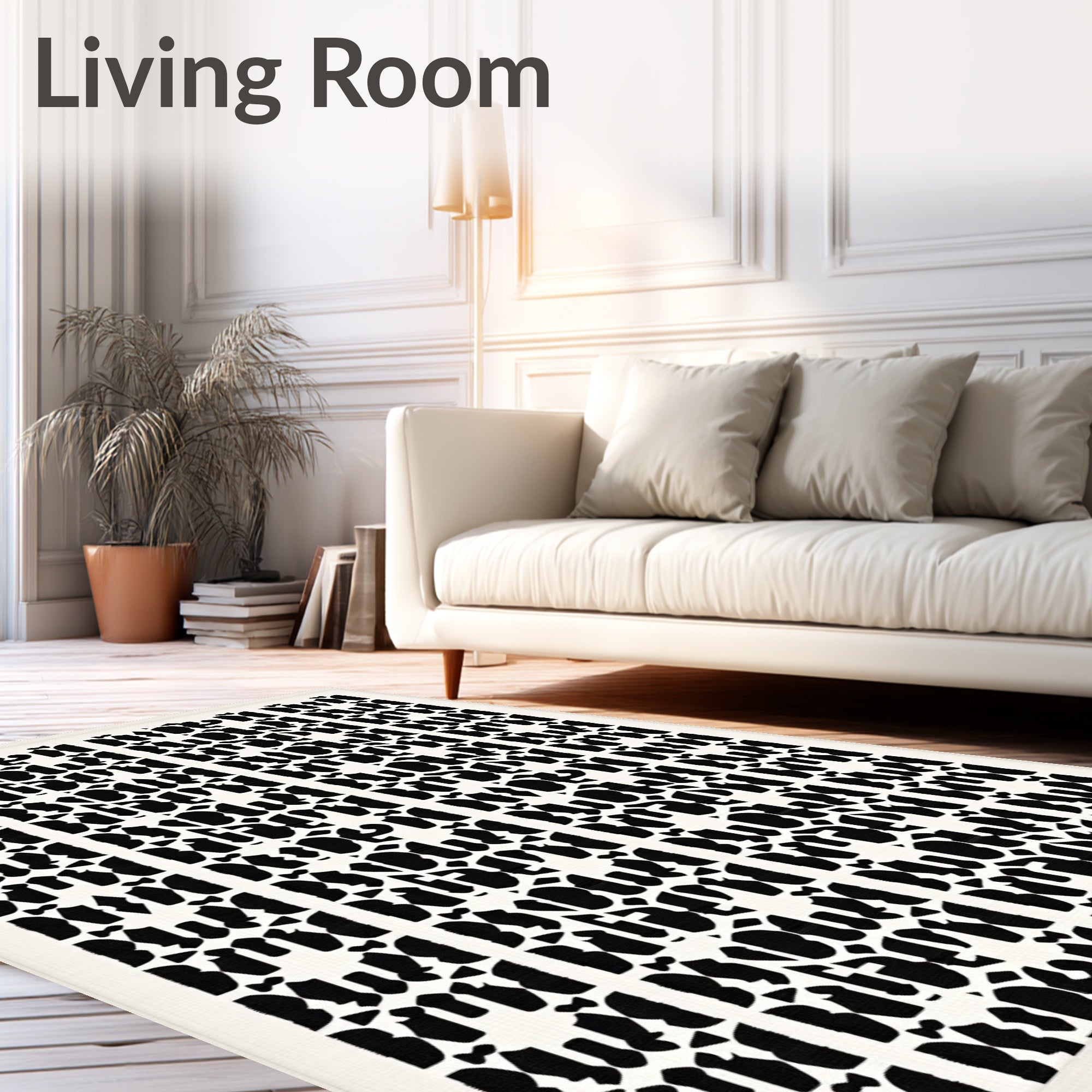 Black and White Geometric Lattice Rug