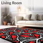 Bold Red Cardinal Tree Branches Rug