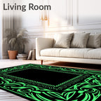 Vibrant Neon Green Ornate Border Rug