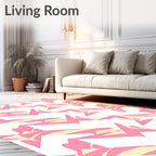 Pink Yellow Abstract Geometric Jagged Rug