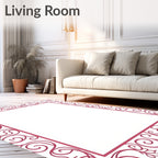 Whimsical Magenta Floral Swirl Border Rug