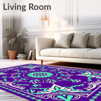 Purple Mint Green Mandala Medallion Rug