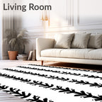 Black Vertical Folk Art Tree Rug
