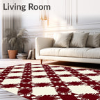Deep Red Diamond Lattice Rug