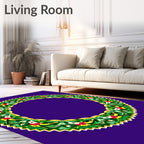 Vibrant Green Floral Wreath Round Rug
