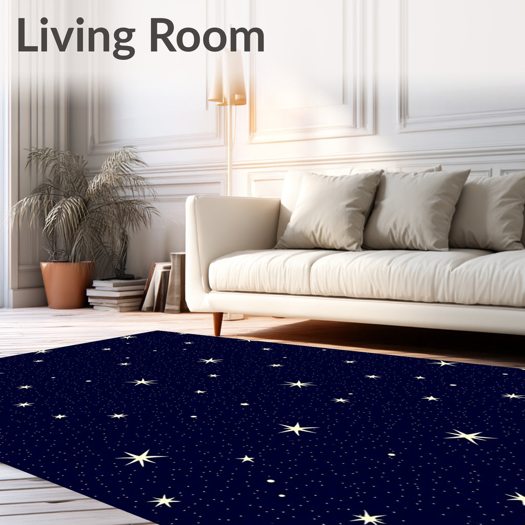 Midnight Yellow Starry Night Sky Rug