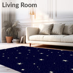 Midnight Yellow Starry Night Sky Rug