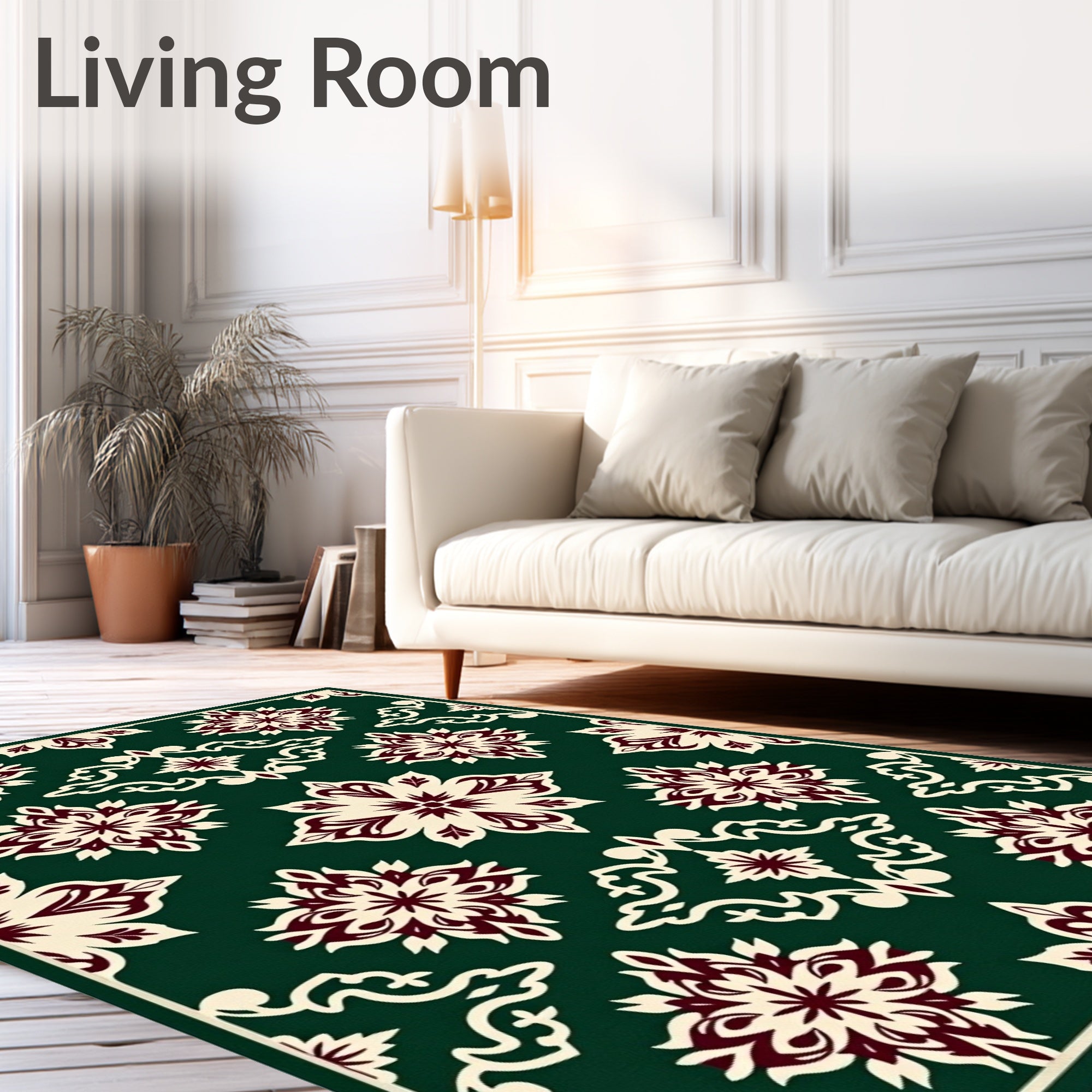 Deep Green Crimson Medallion Rug