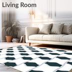 White Interlocking Star Geometric Rug