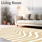 Sandy Beige Swirls Stripe Weave Rug