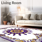 Royal Purple Yellow Sunburst Mandala Rug