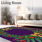Golden Bow Evergreen Berry Wreath Rug