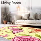 Pink Butterfly Rose Garden Rug