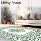 Emerald Green Floral Medallion Ornament Rug