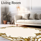 Ornate Gold Acanthus Leaf Border Rug