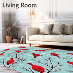 Red Cardinals With Snowflakes On Branches Rug