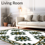 Green and Gold Starburst Frame Rug