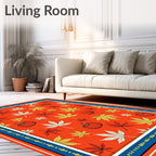 Autumn Leaves Pumpkin Border Rug