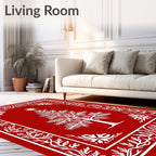 Bold Red Christmas Tree Border Rug