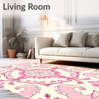 Pink Floral Rococo Archway Medallion Rug