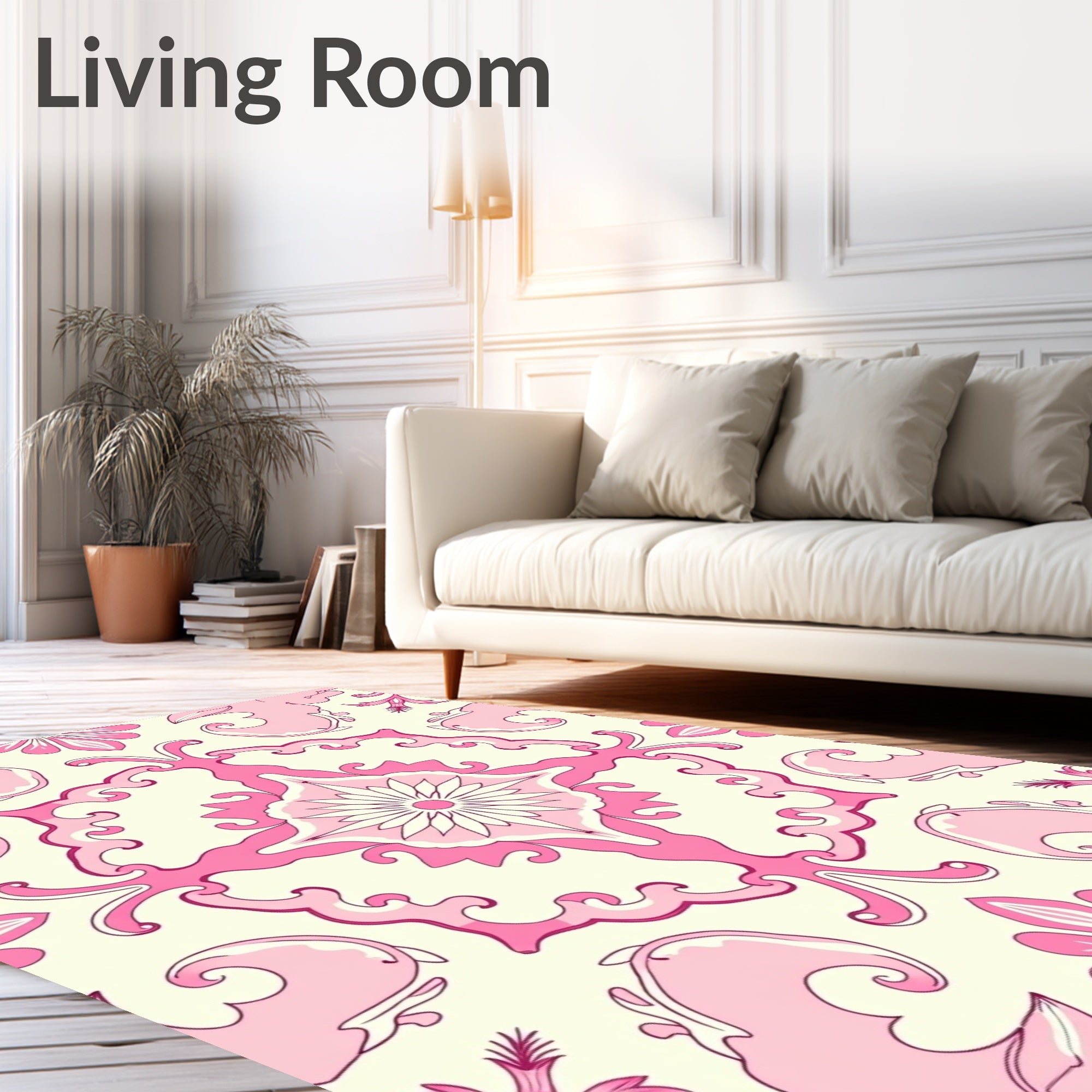 Pink Floral Rococo Archway Medallion Rug