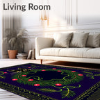 Black Cat Wreath Holiday Card Rug
