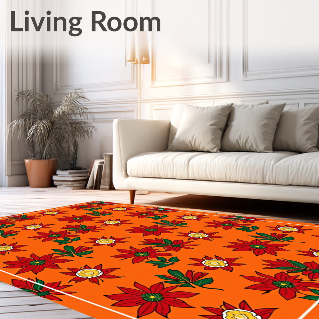 Vibrant Red Poinsettia Garden Rug
