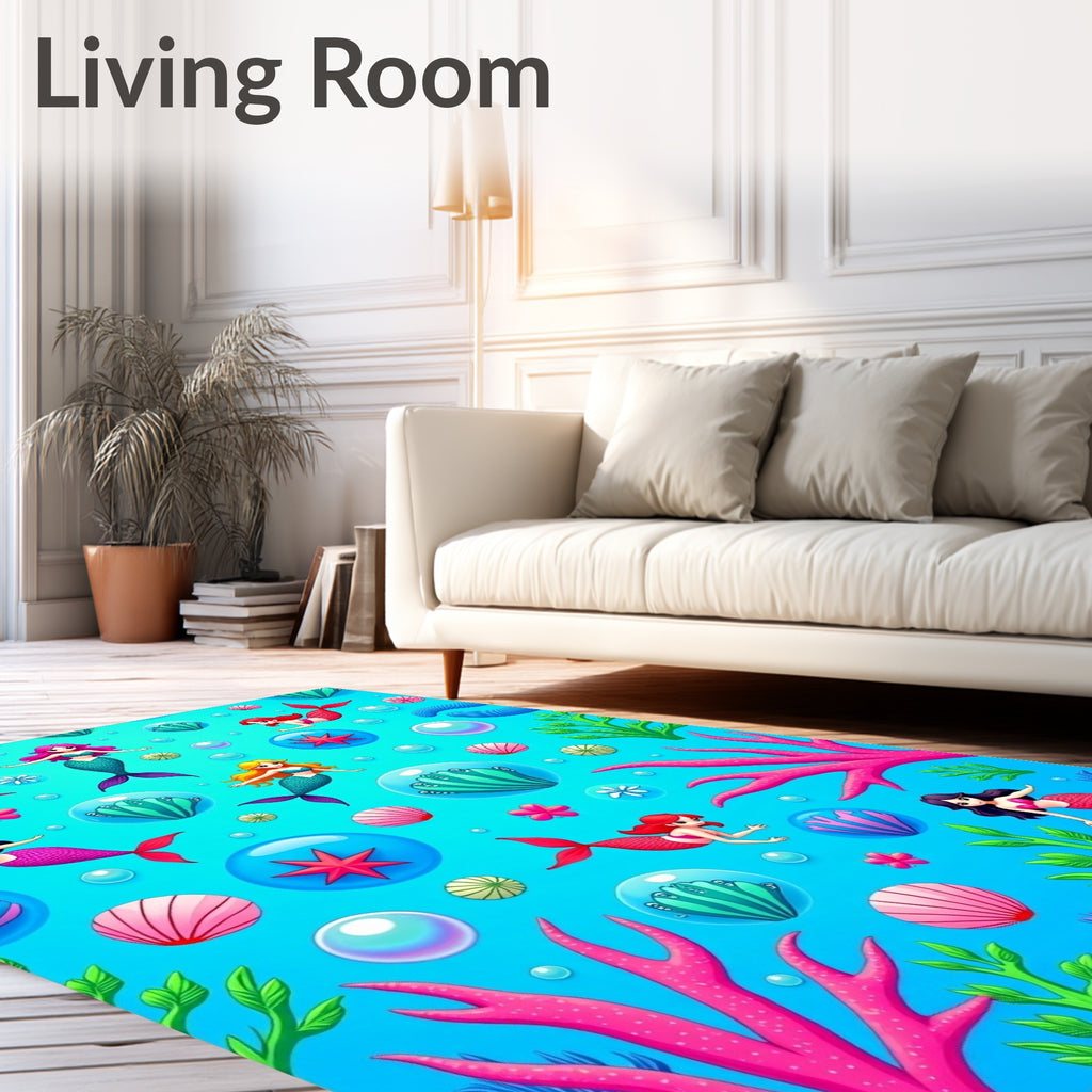 Whimsical Mermaids Underwater Coral Garden Rug