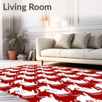 Red and White Houndstooth Dog Tile Rug