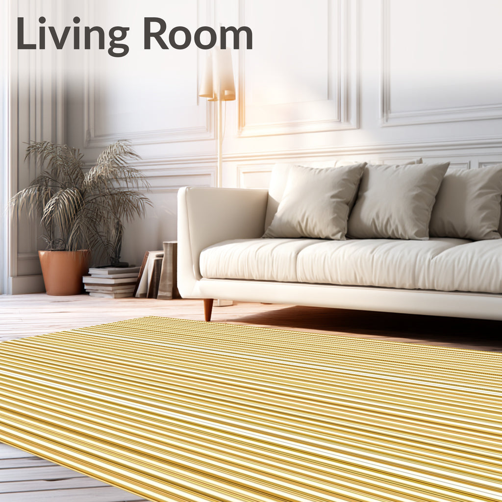 Golden Vertical Stripe Texture Rug
