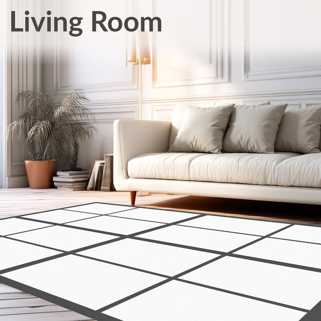 Dark Gray Grid Window Pane Rug