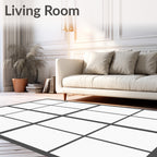 Dark Gray Grid Window Pane Rug