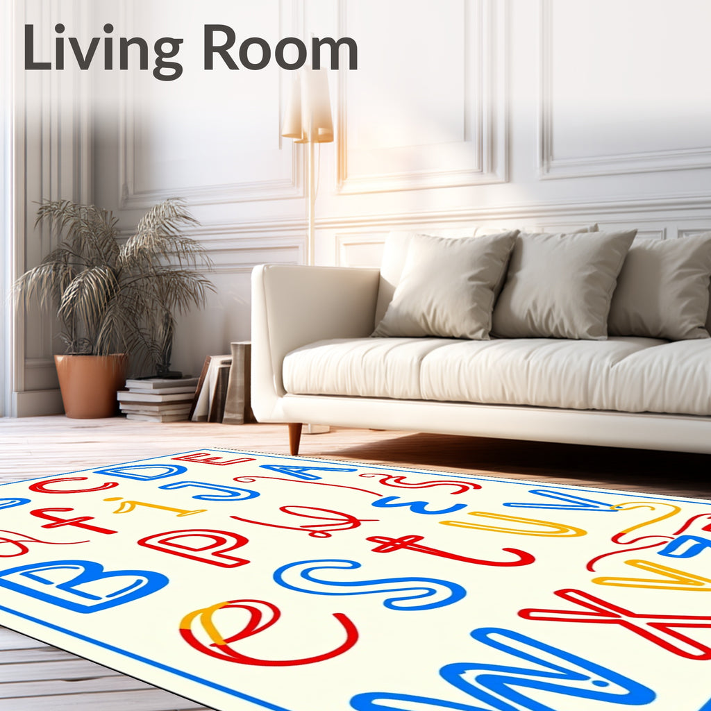 Playful Alphabet Red Blue Yellow Letters Rug