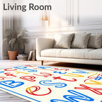 Playful Alphabet Red Blue Yellow Letters Rug