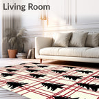 Holiday Plaid Black Tree Collage Rug